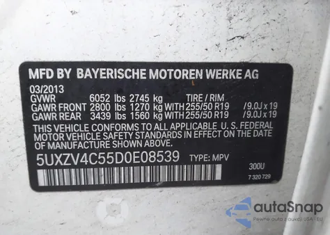 2013 BMW X5 xDrive35I/xDrive35I Premium/xDrive35I Sport Activity из США, поврежденный, VIN 5UXZV4C55D0E08539